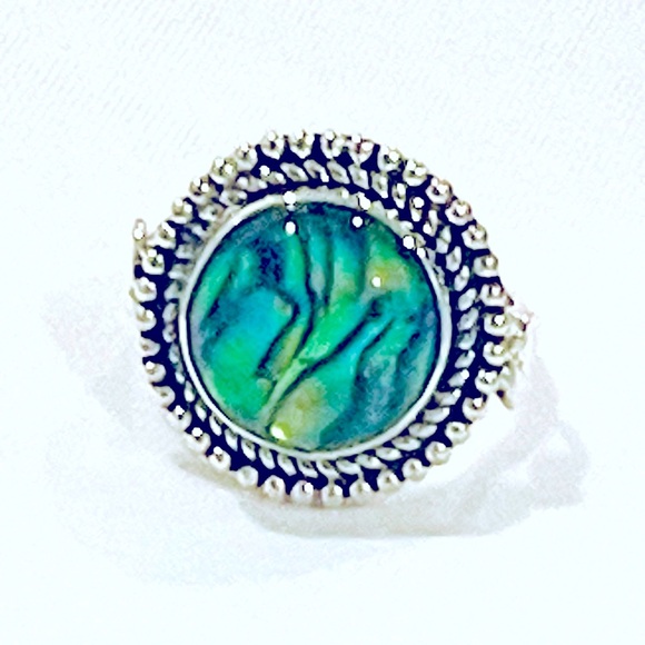 Signature Style Abalone Crystal Solid Sterling Silver Ring - Picture 3 of 7